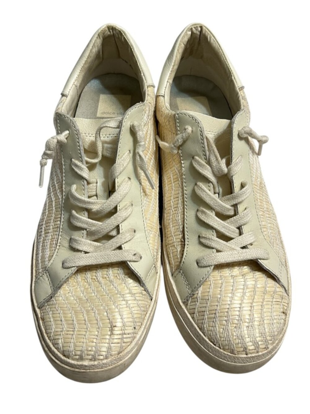 Dolce Vita Women's Sneakers Cream Woven Textured Low Top Casual Shoes Size 8.5